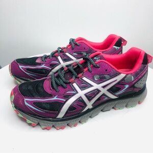 Asics GEL-SCRAM 3 T65BQ (D) black purple pink trail running shoes SZ 8.5. RR1